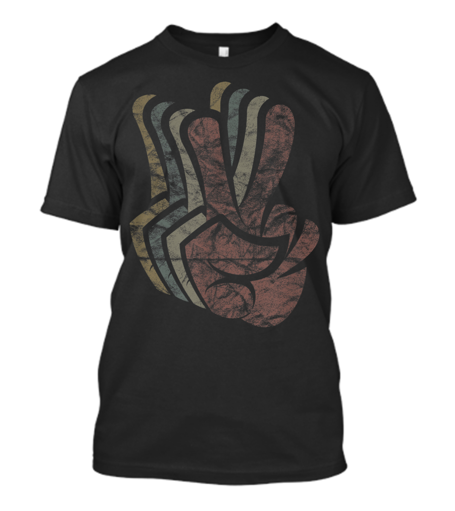 Hippie Peace Sign Vintage Groovy Love 60s 70s Retro Hand T-Shirt