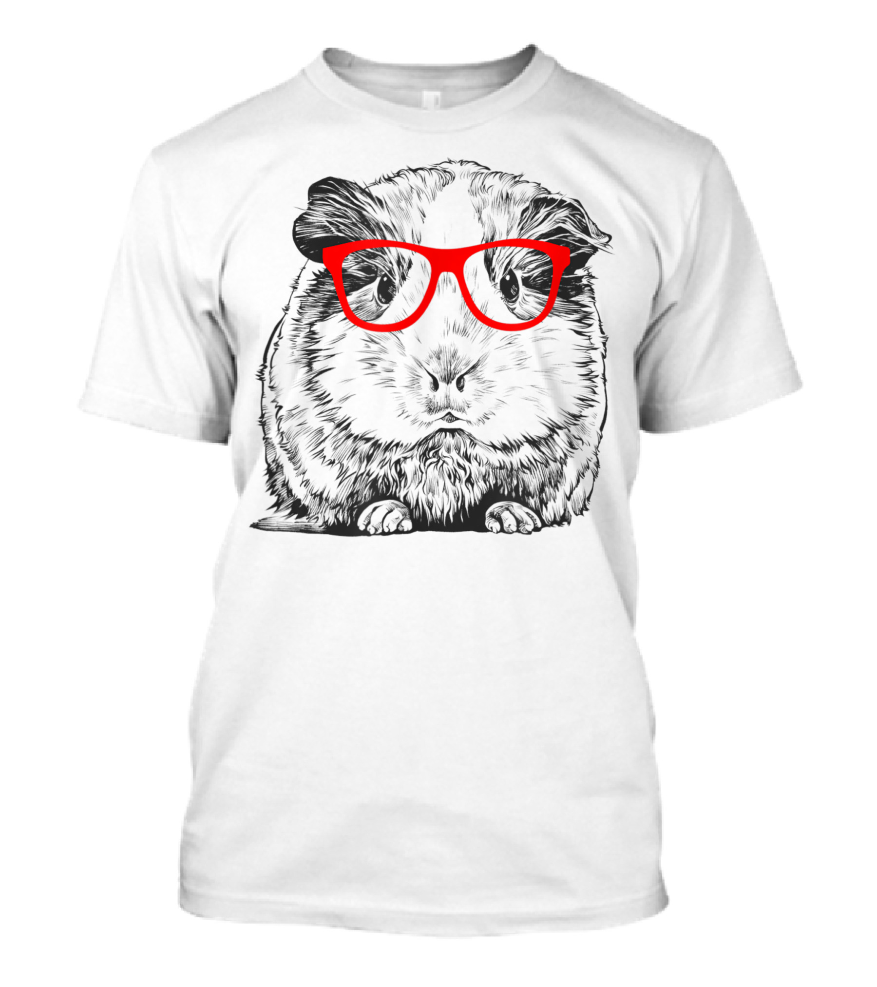 Hipster Guinea Pig Wearing Red Glasses Pet Animal T-Shirt