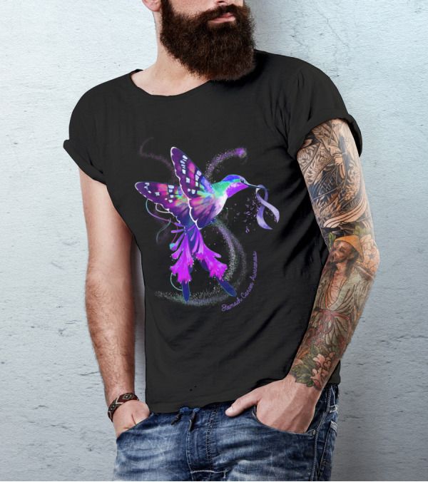 Hummingbird Stomach Cancer Awareness Periwinkle T-Shirt