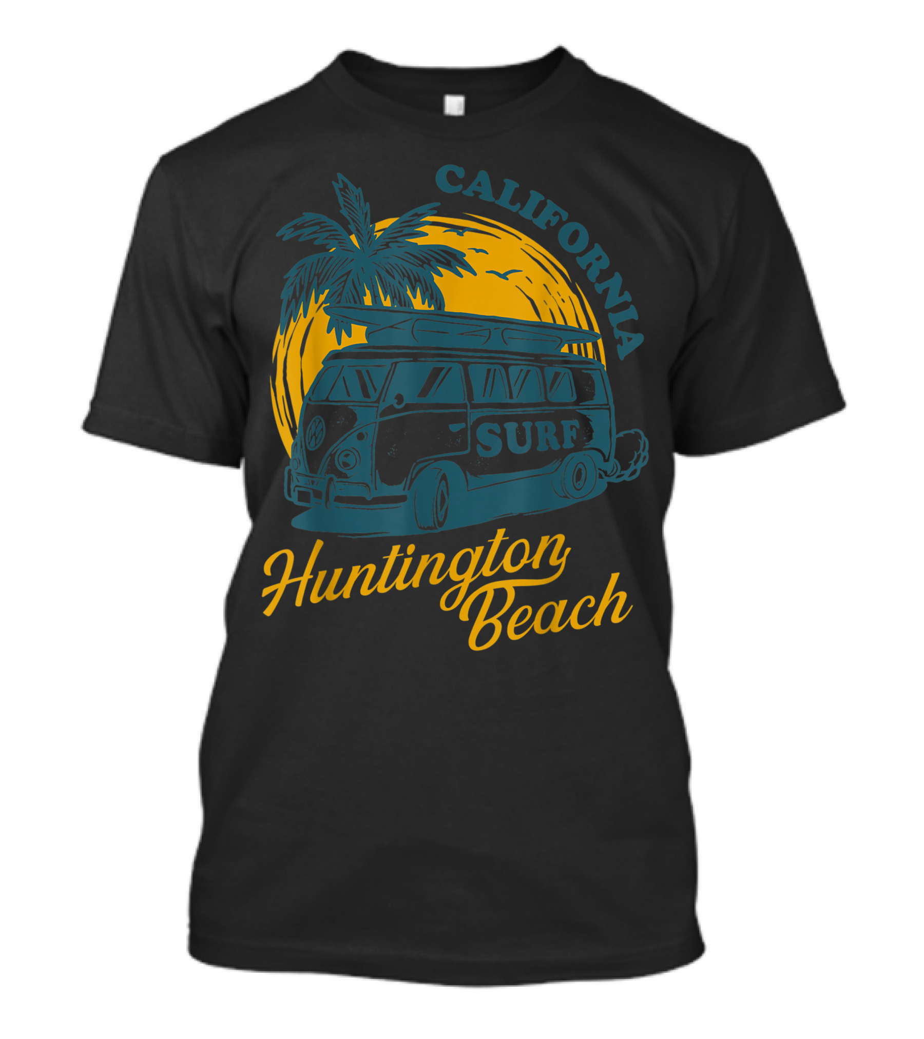 California Huntington Beach Surf Hippie Van Surfing T-Shirt
