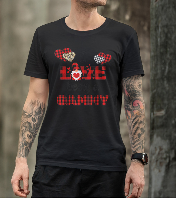 I Love Being A Gammy Gnome Plaid Heart Valentine T-Shirt