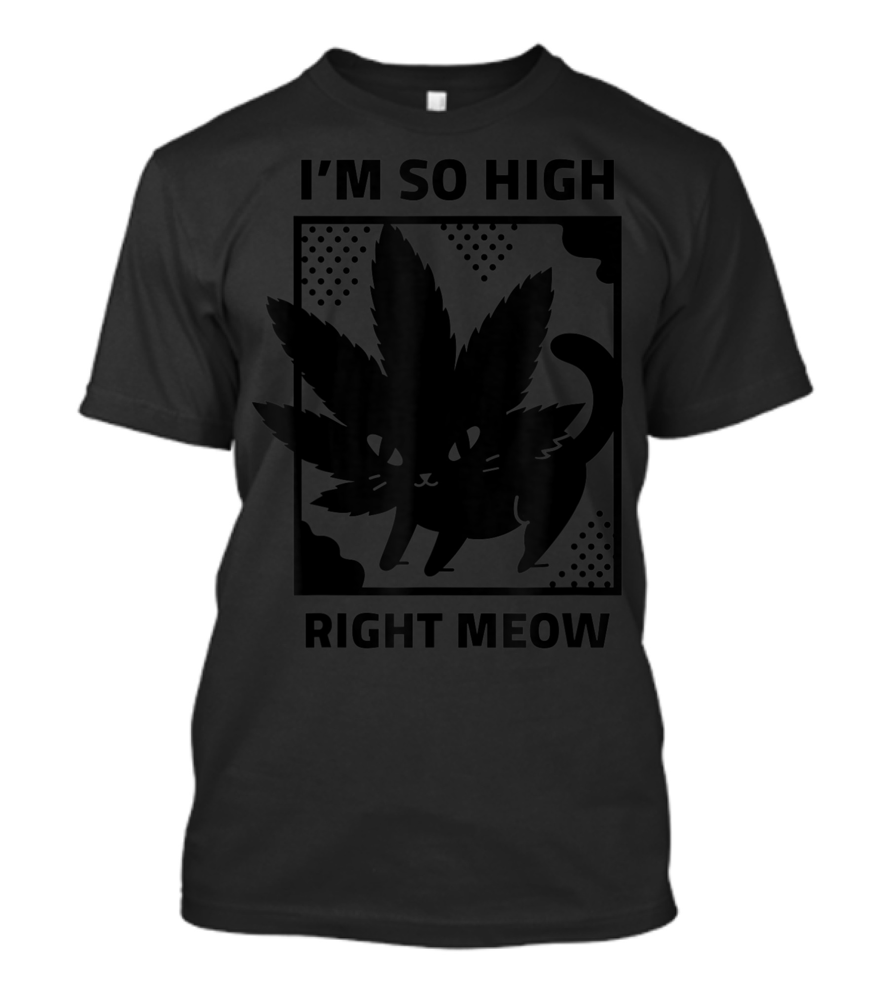 I'm So High Right Meow Weed Cat Cannabis Leaf Cartoon T-Shirt
