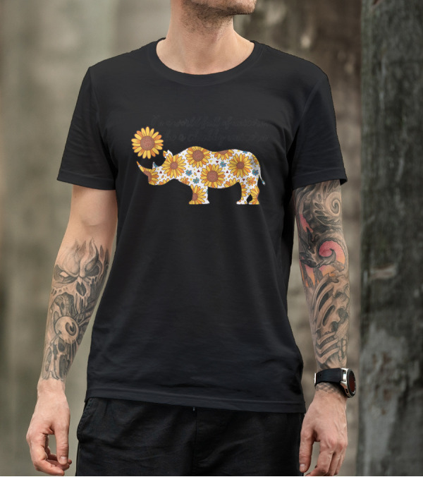 In A World Full Of Unicorn Be A Chubby Unicorn Sunflower Rhino T-Shirt
