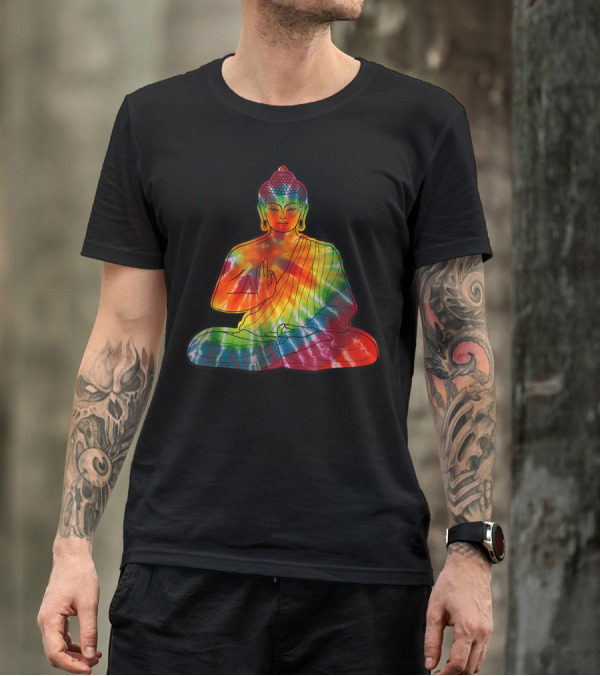 Meditating Buddha Tie Dye Rainbow Unique T-Shirt