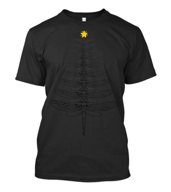 Merry Christmas Dragonfly Christmas Tree With Star Topper T-Shirt