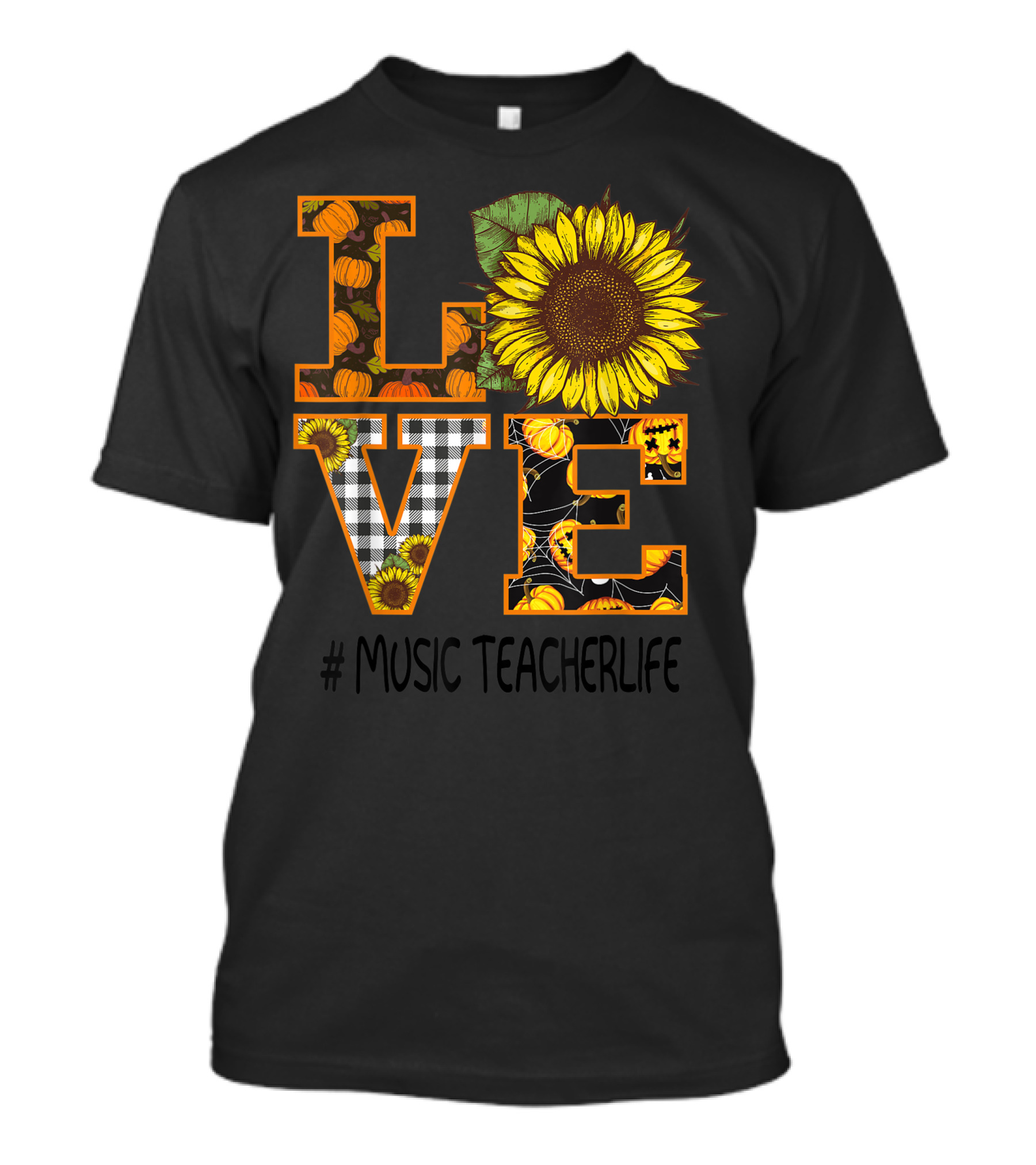 Love Sunflower Pumpkin Autumn #MusicTeacherLife T-Shirt