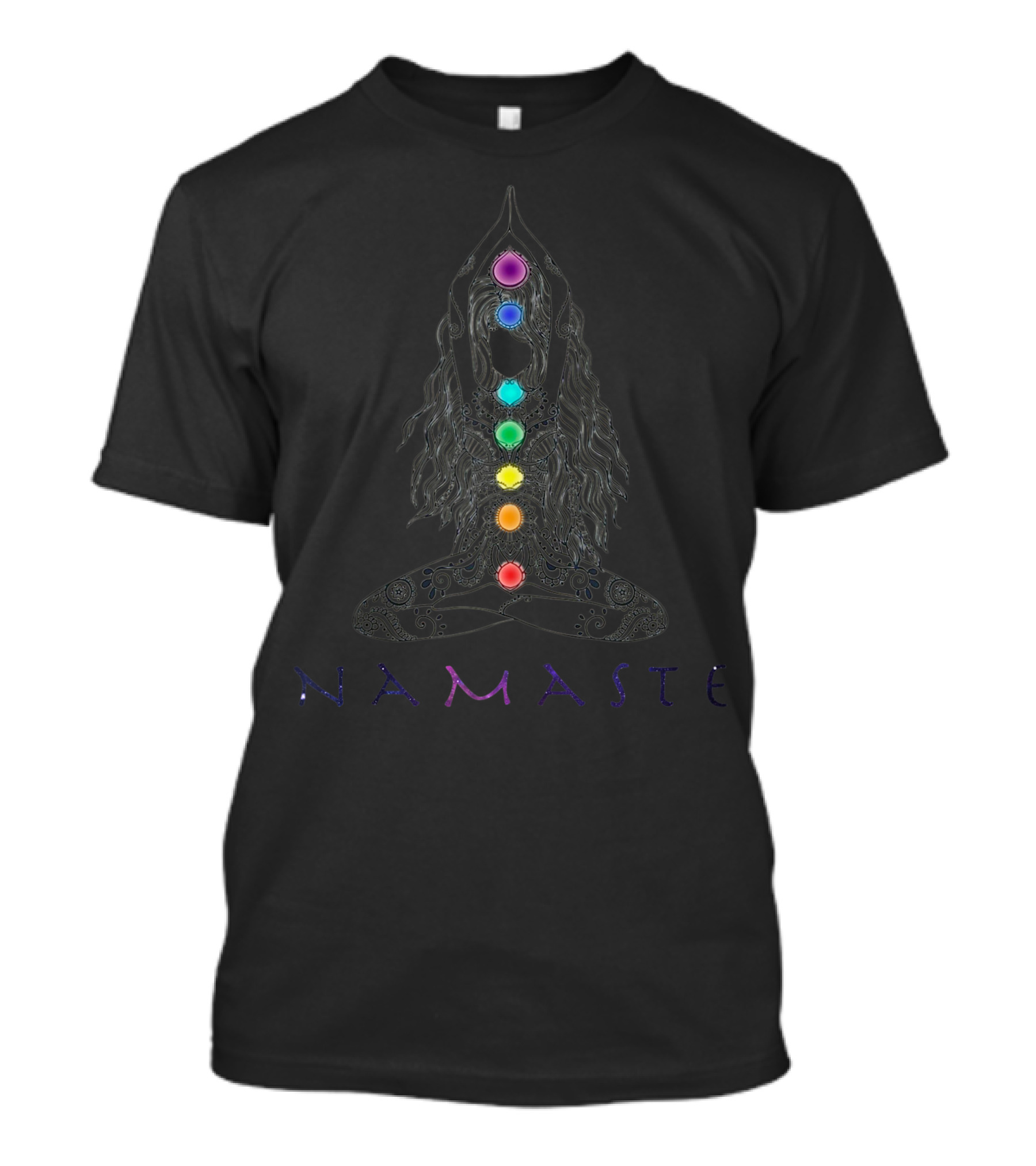 Namaste Women Yoga Pose With Chakra Colors For Girls Yoga Lover T-Shirt
