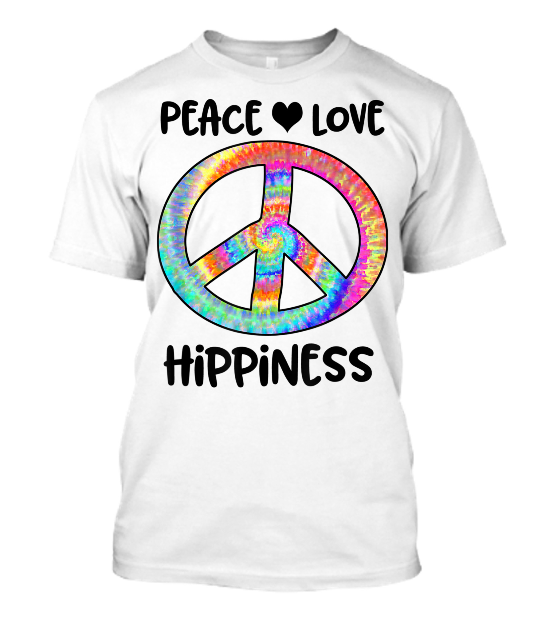 Peace Love Hippiness Tie Dye Peace Sign 70s Party T-Shirt