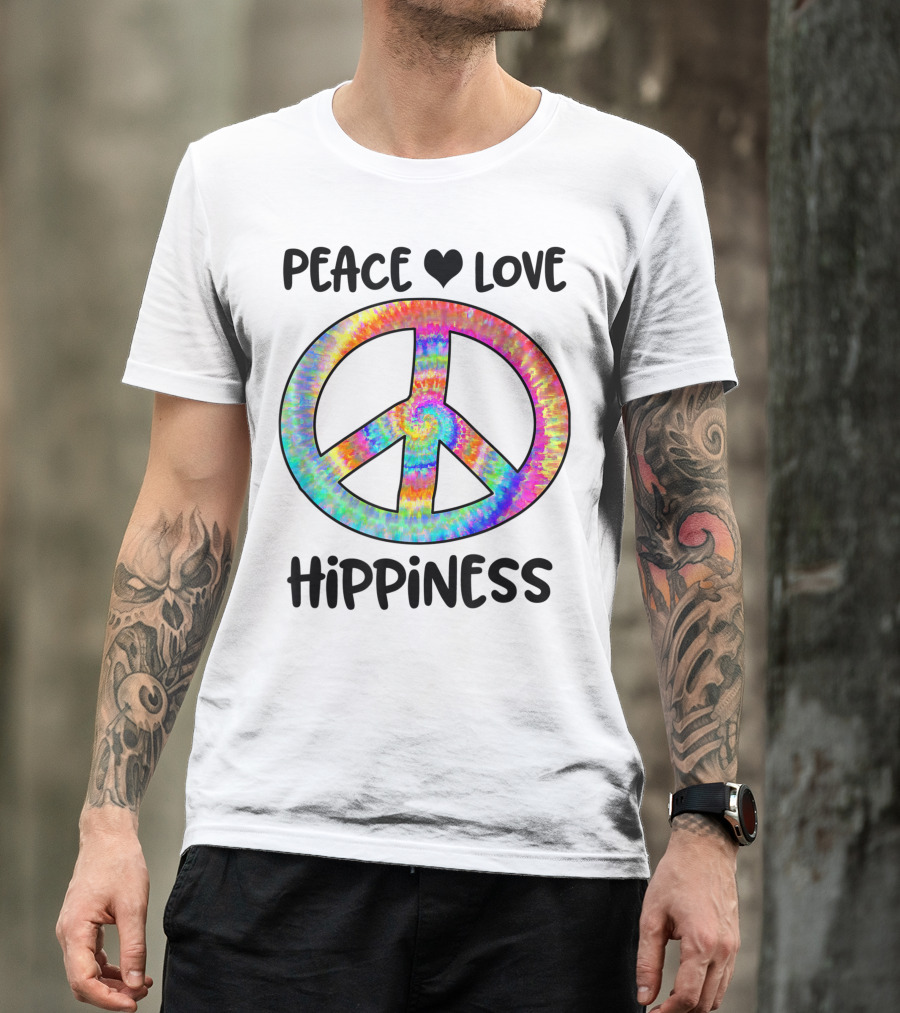 Peace Love Hippiness Tie Dye Peace Sign 70s Party T-Shirt