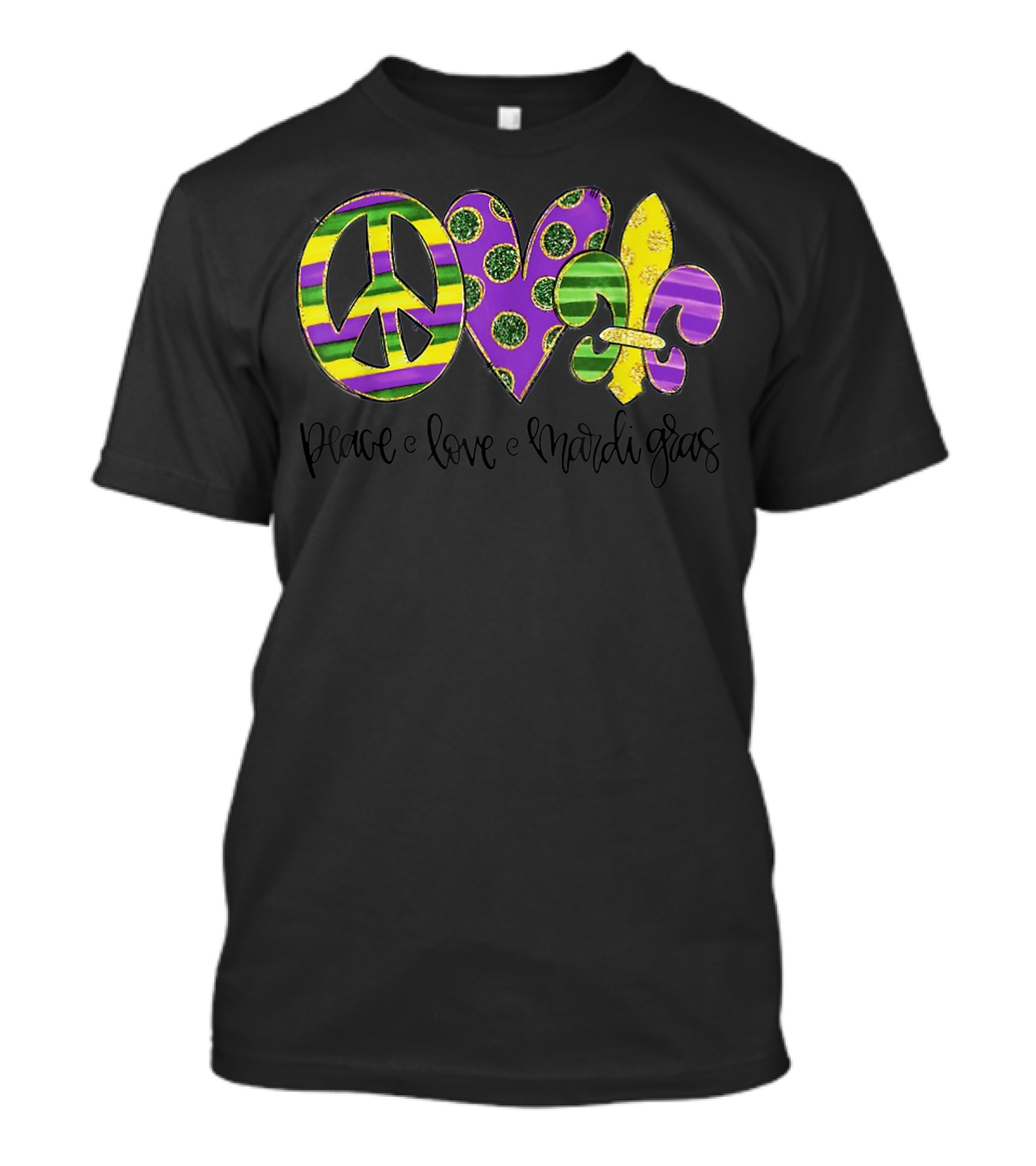 Peace Love Mardi Gras Hippie Lover Fleur-de-Lis T-Shirt