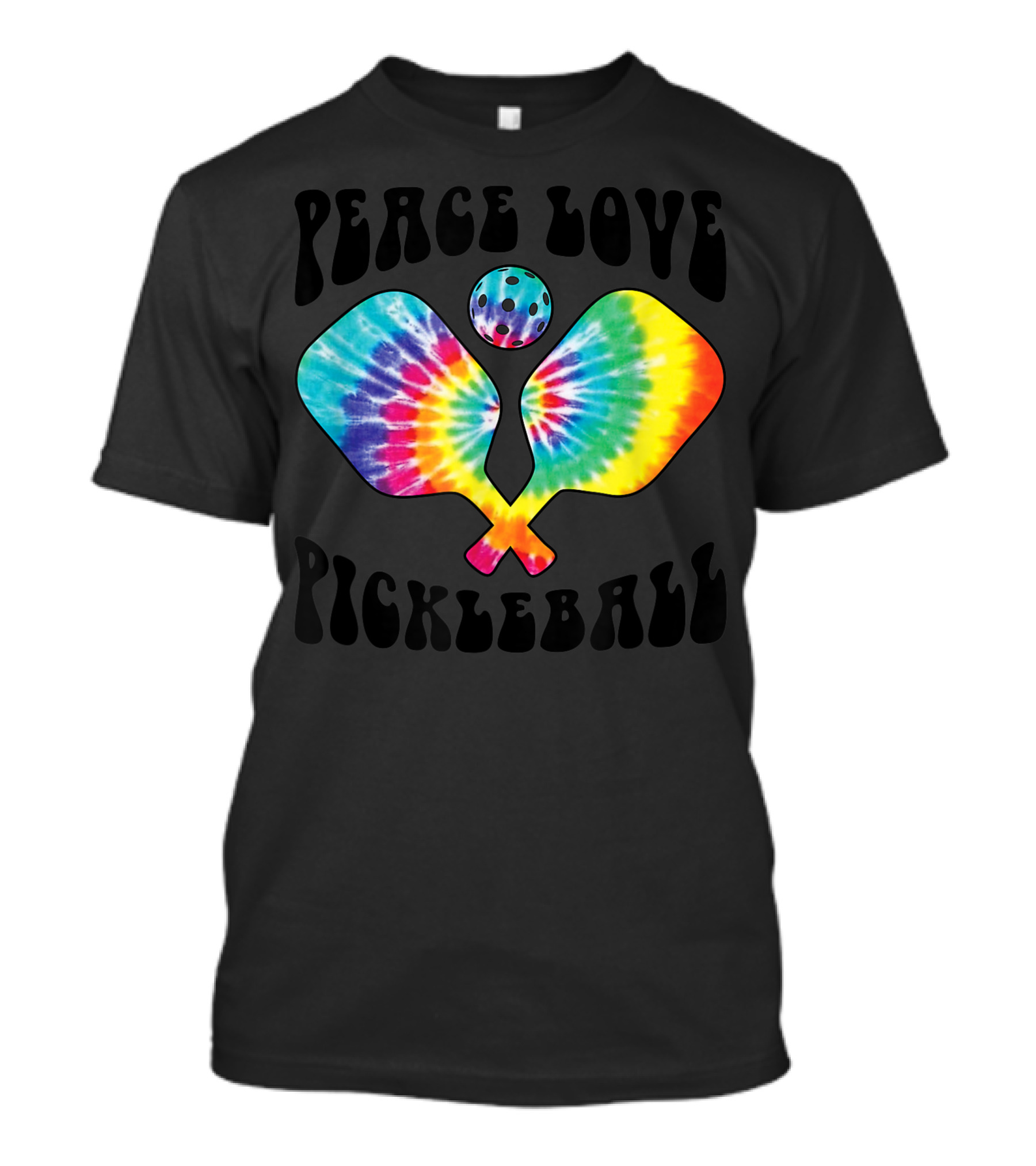 Peace Love Pickleball Tie Dye Paddles And Ball T-Shirt