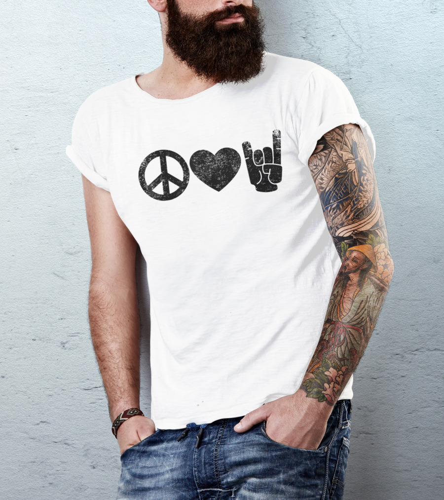 Peace Love Rock And Roll Eo Hand Gesture Icons T-Shirt