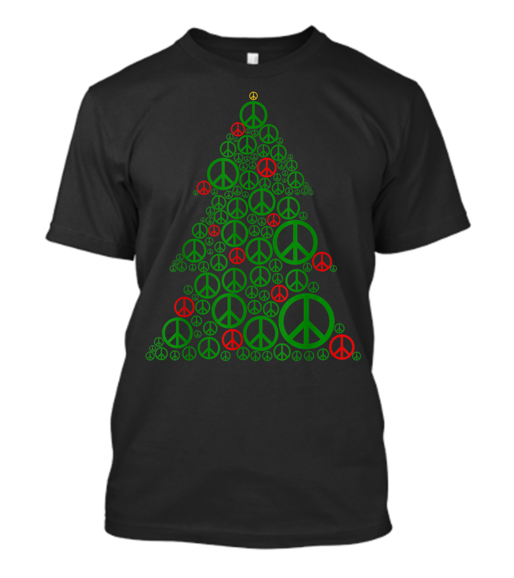Christmas Tree Made Of Peace Signs Hippies T-Shirt