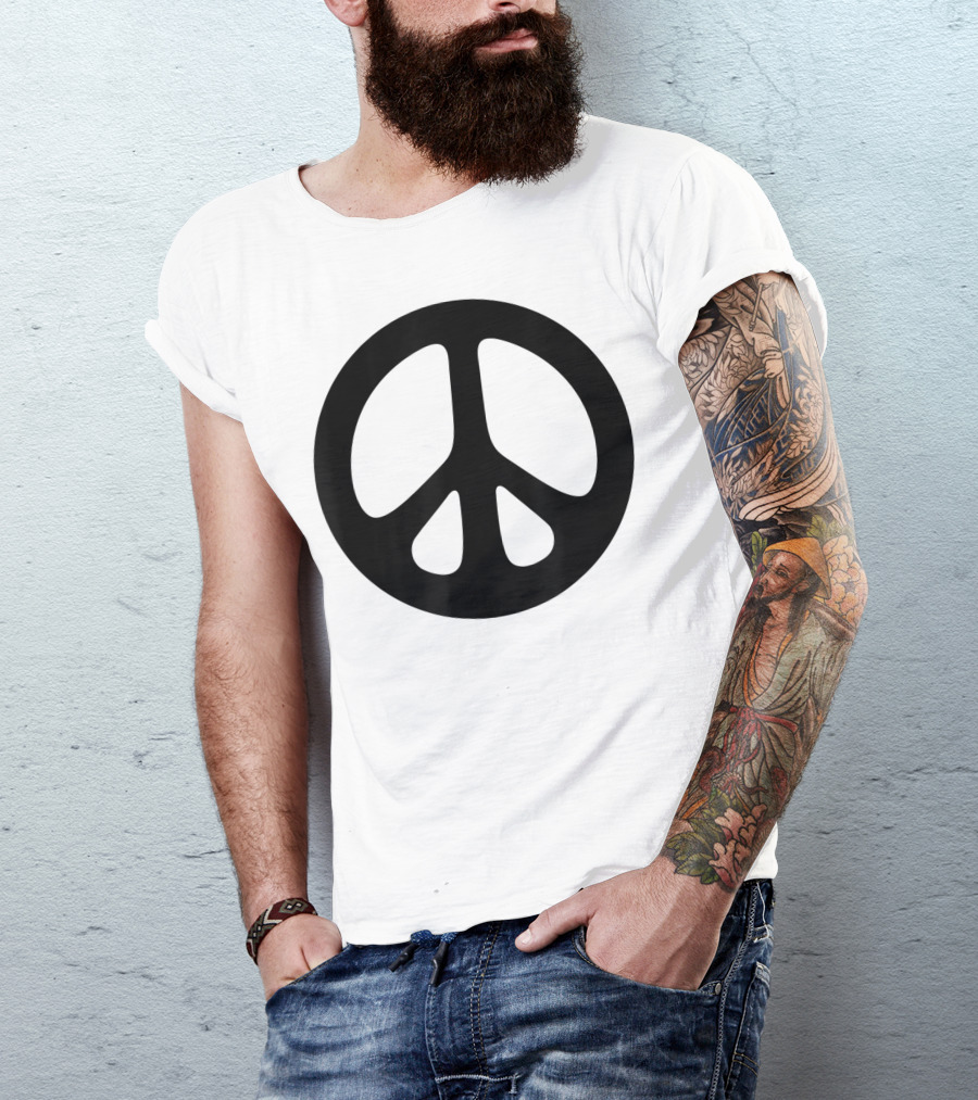 Peace Sign Classic Hippie Boho Black T-Shirt
