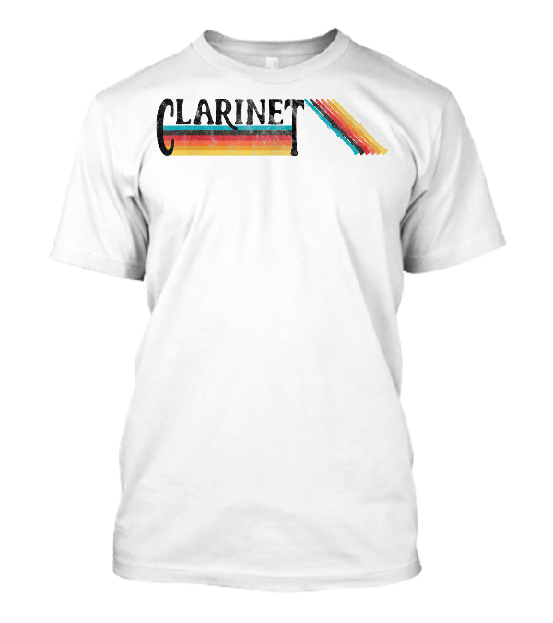 Retro 70s 80s Clarinet Marching Band Stripe Rainbow T-Shirt