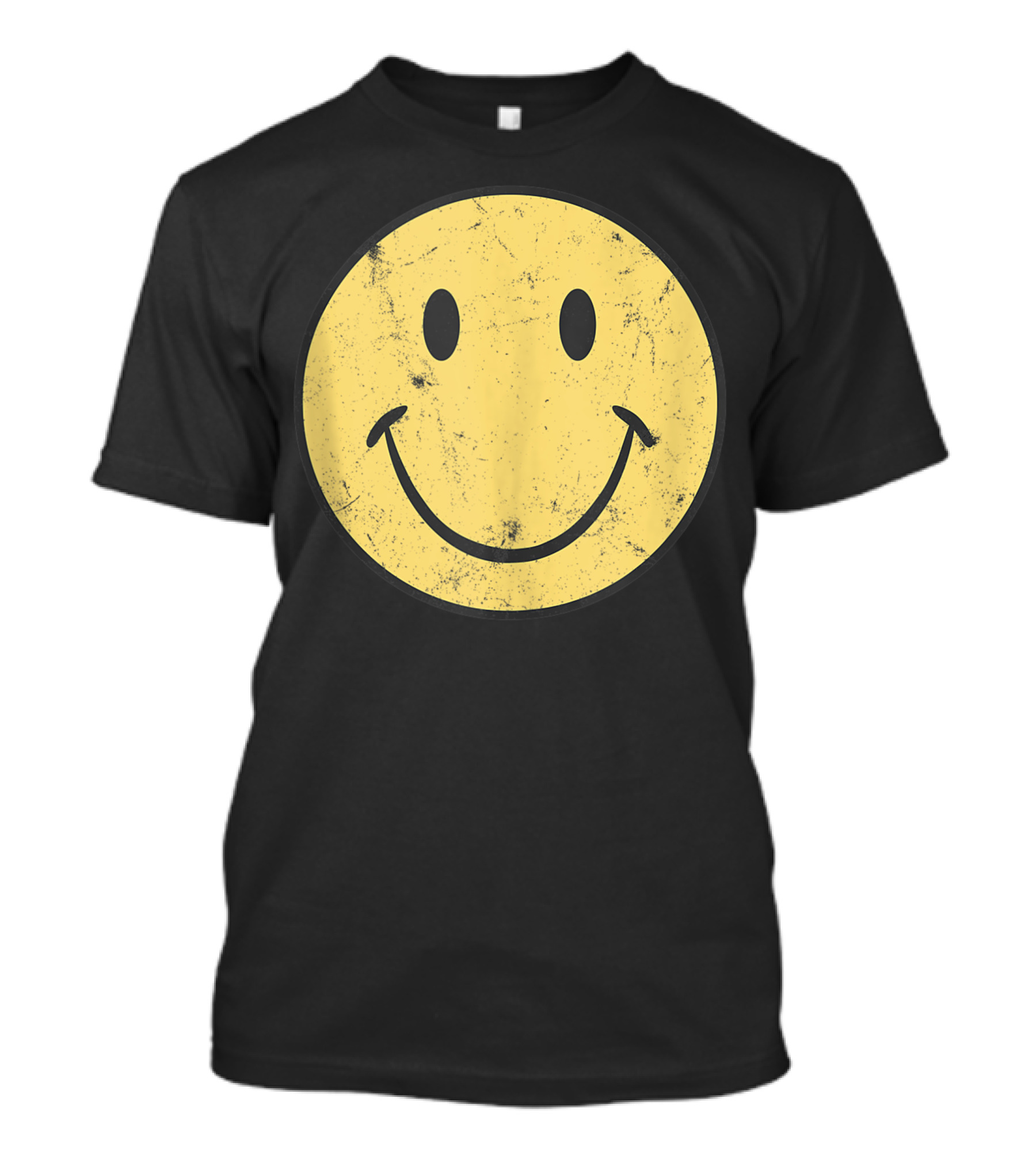 Retro 70s Distressed Yellow Smile Face T-Shirt