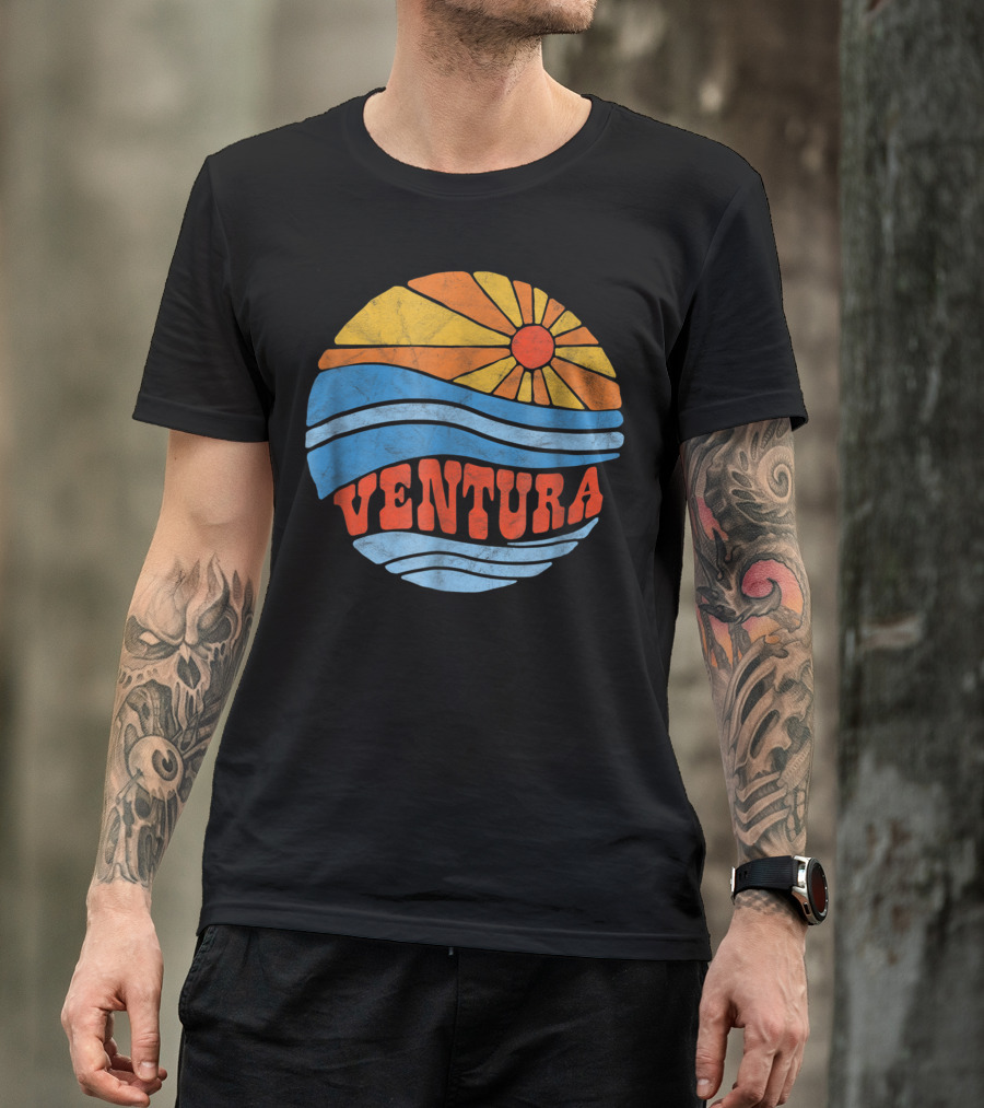 Ventura California Retro Vintage Hippie Beach Bum Surf Sun Waves T-Shirt