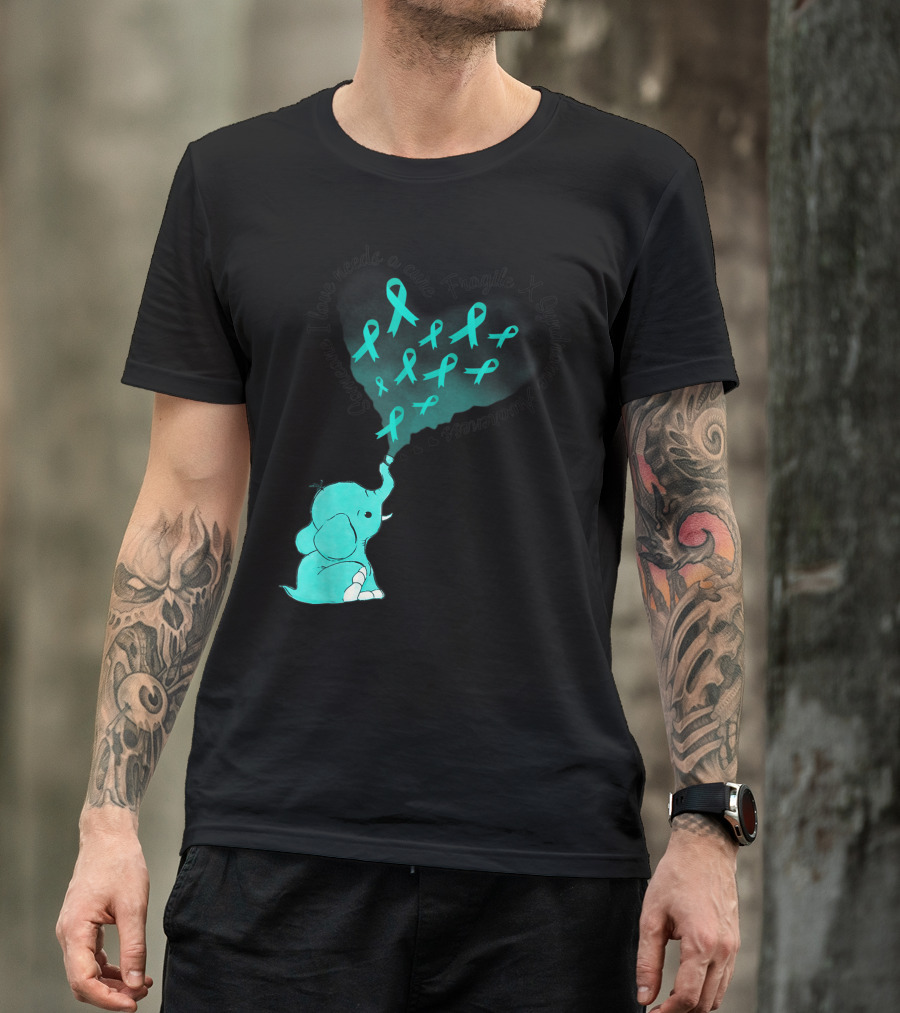 Someone I Love Needs A Cure Fragile X Syndrome Awareness Elephant And Teal Ribbons T-Shirt