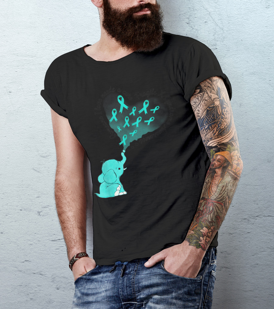 Someone I Love Needs A Cure Fragile X Syndrome Awareness Elephant And Teal Ribbons T-Shirt