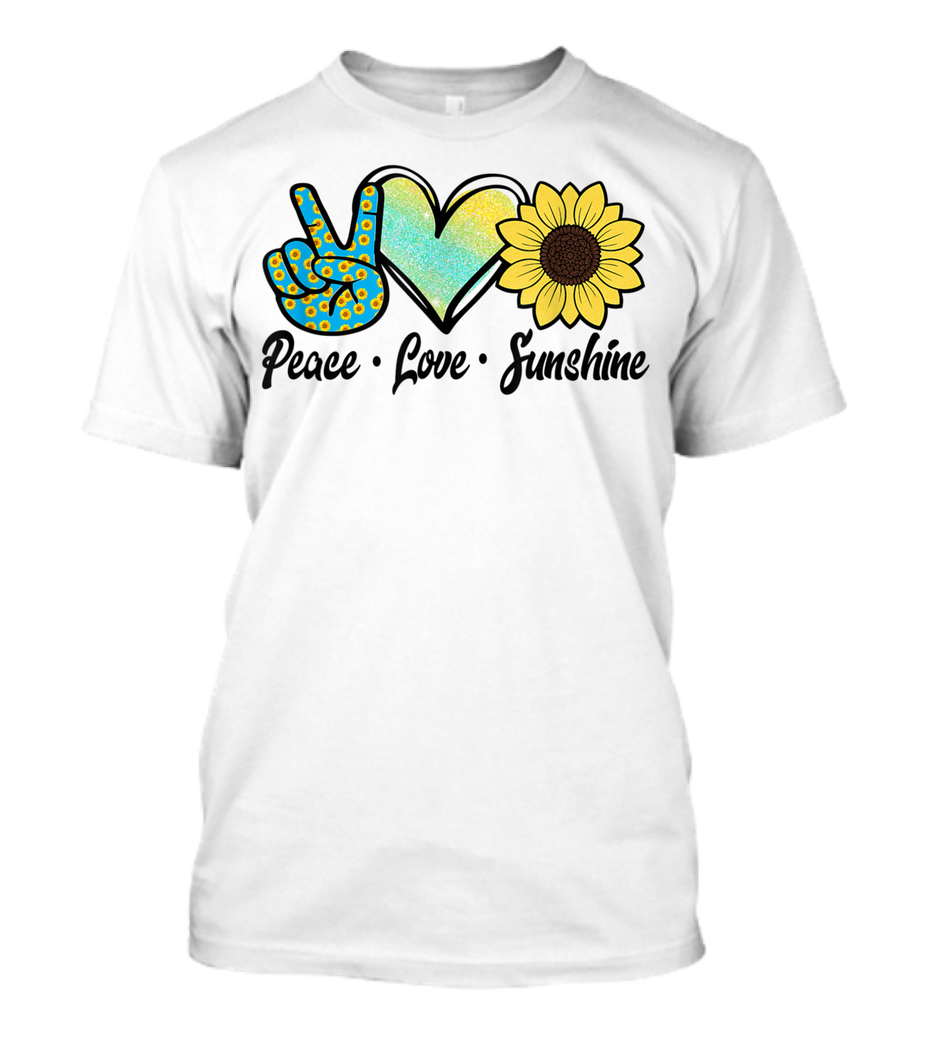 Peace Love Sunshine Sunflower Peace Sign Heart T-Shirt
