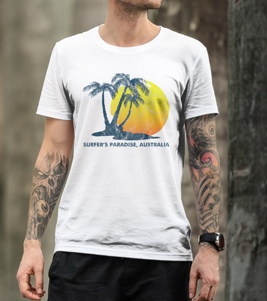 Surfers Paradise Australia Vintage Sunset Palm Trees T-Shirt