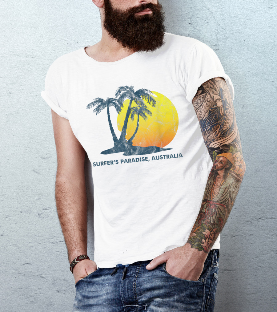 Surfers Paradise Australia Vintage Sunset Palm Trees T-Shirt