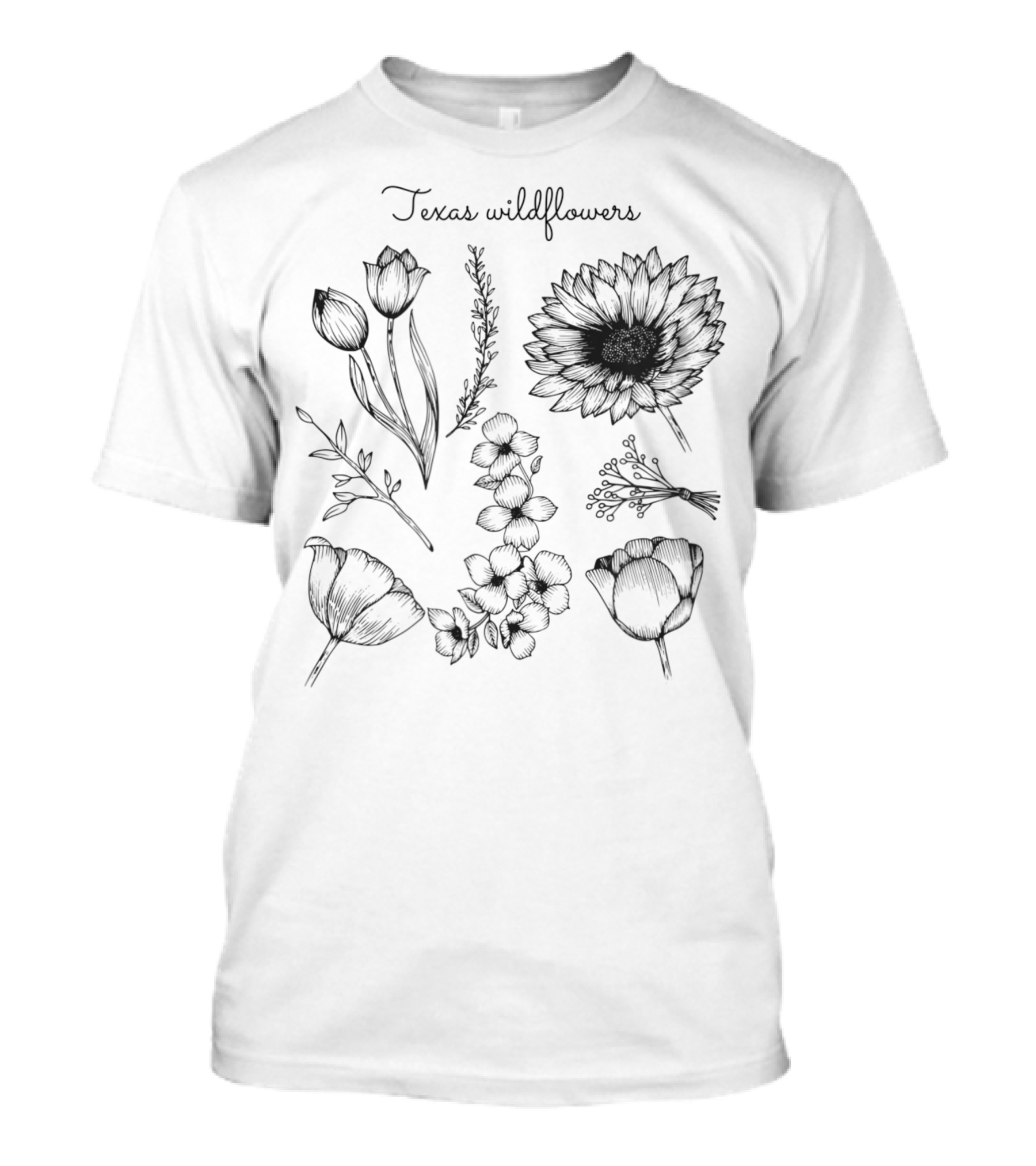 Texas Wildflowers Boho Bluebonnet Phlox Vintage Flower T-Shirt