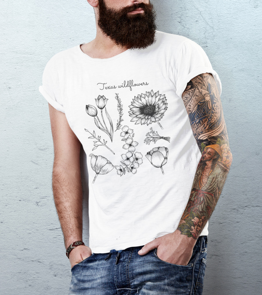 Texas Wildflowers Boho Bluebonnet Phlox Vintage Flower T-Shirt