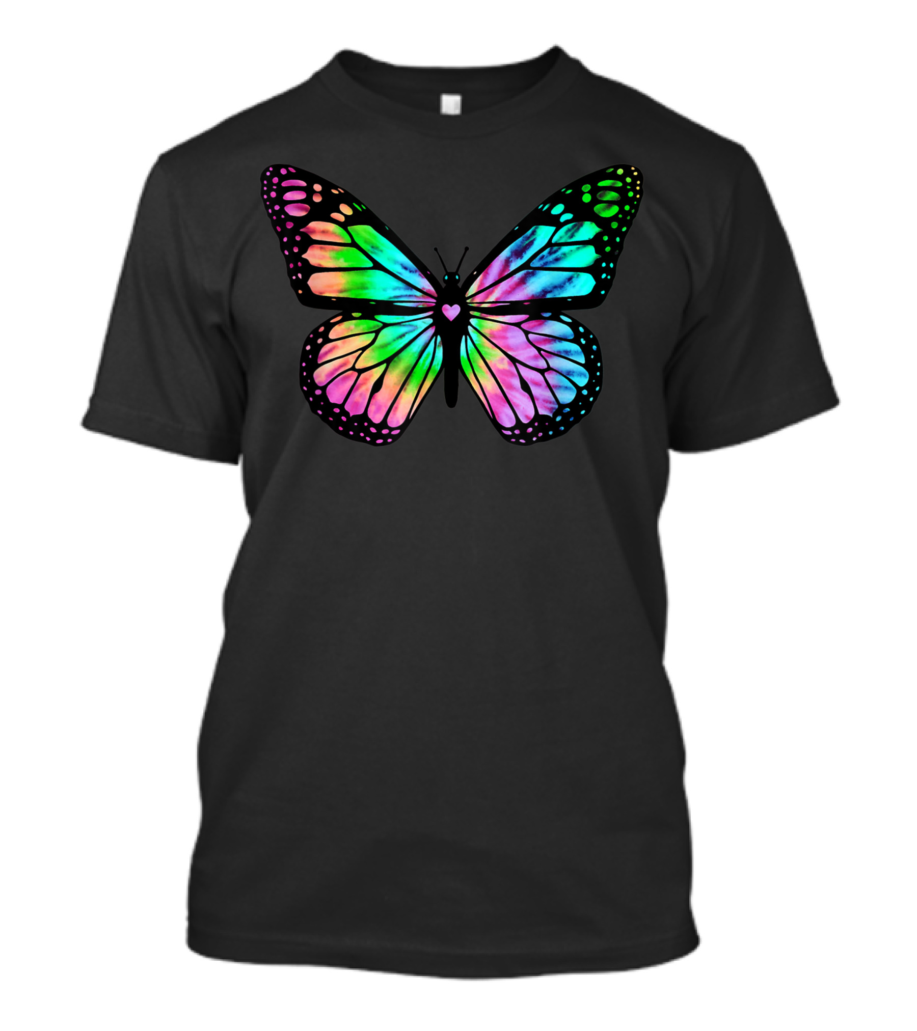 Tie Dye Heart Butterfly Colorful Wings T-Shirt