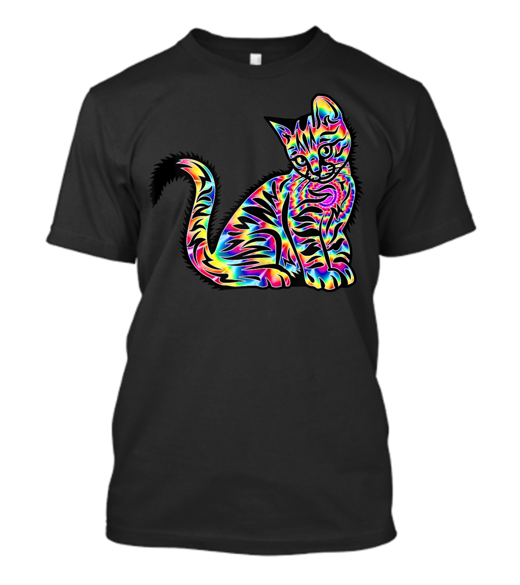 Trippy Rainbow Tie Dye Cat Fun Trendy Kitten T-Shirt