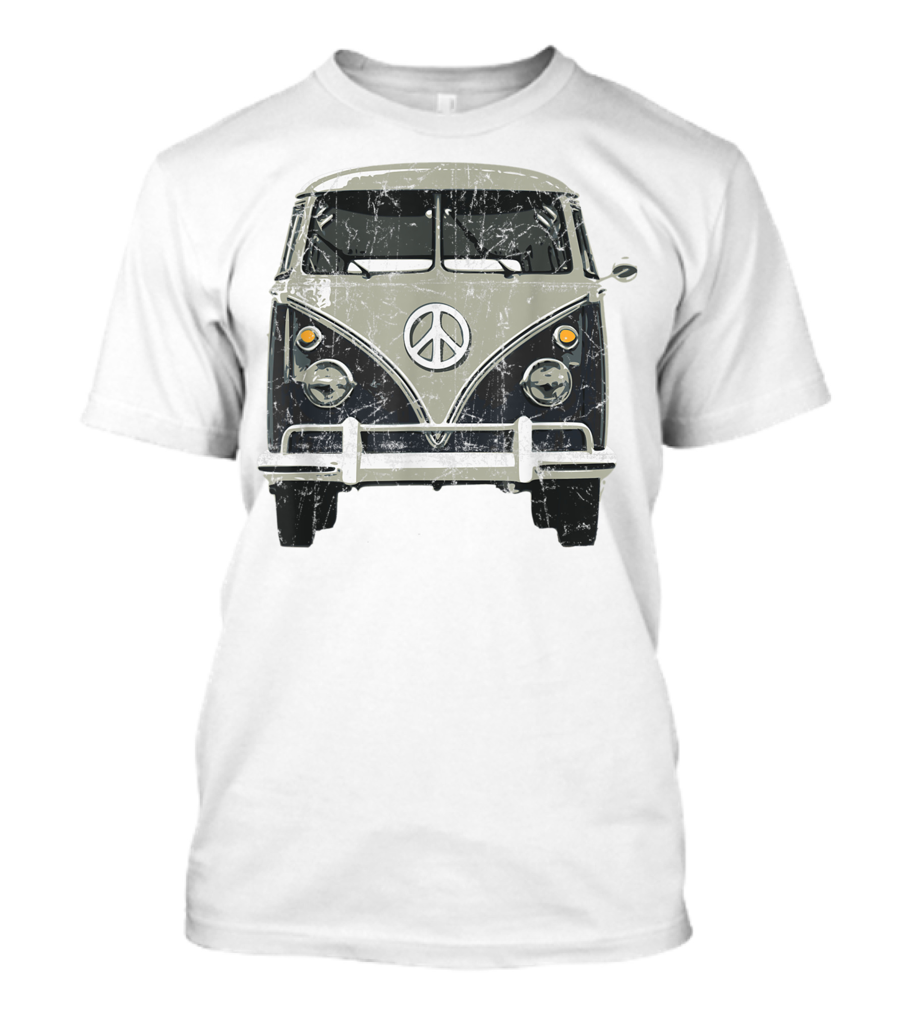 Vintage 1960S Hippie Micro Bus Van Peace Symbol Iconic T-Shirt