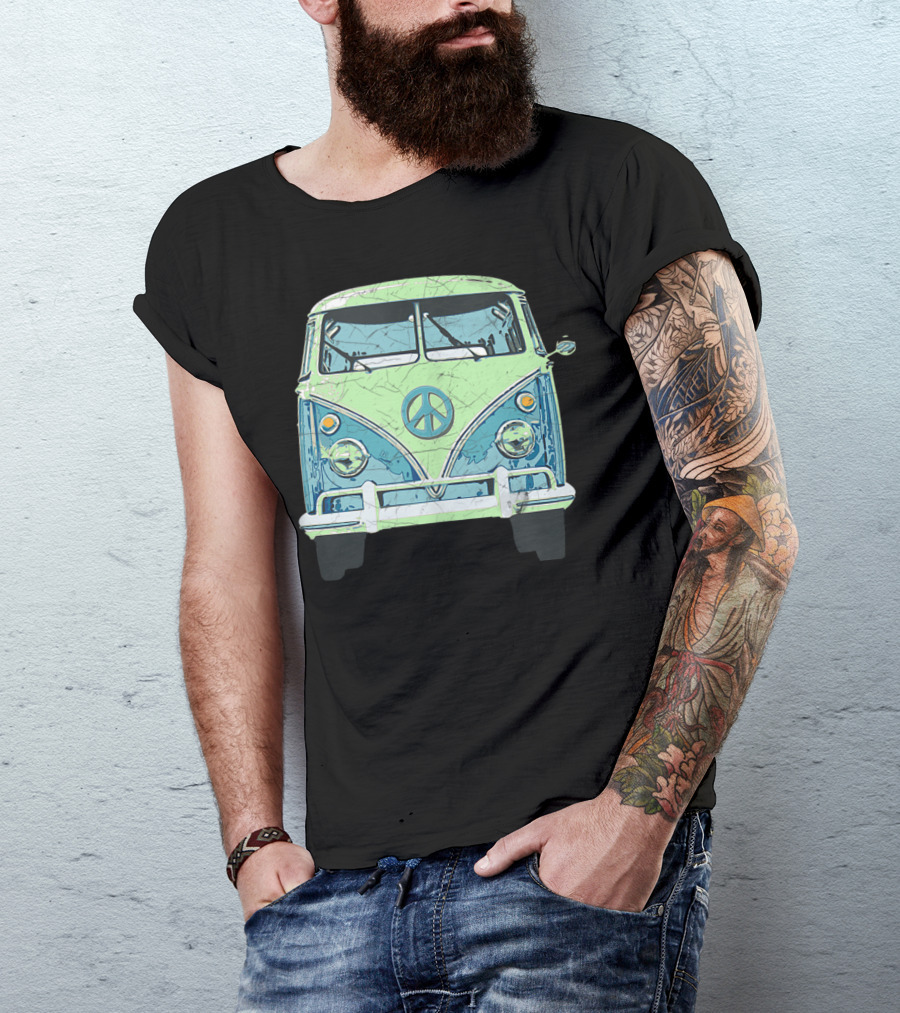 Vintage Peace Sign Hippie Van Bus T-Shirt