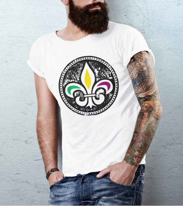 Vintage Mardi Gras Fleur De Lis Carnival Fat Tuesday Iconic T-Shirt