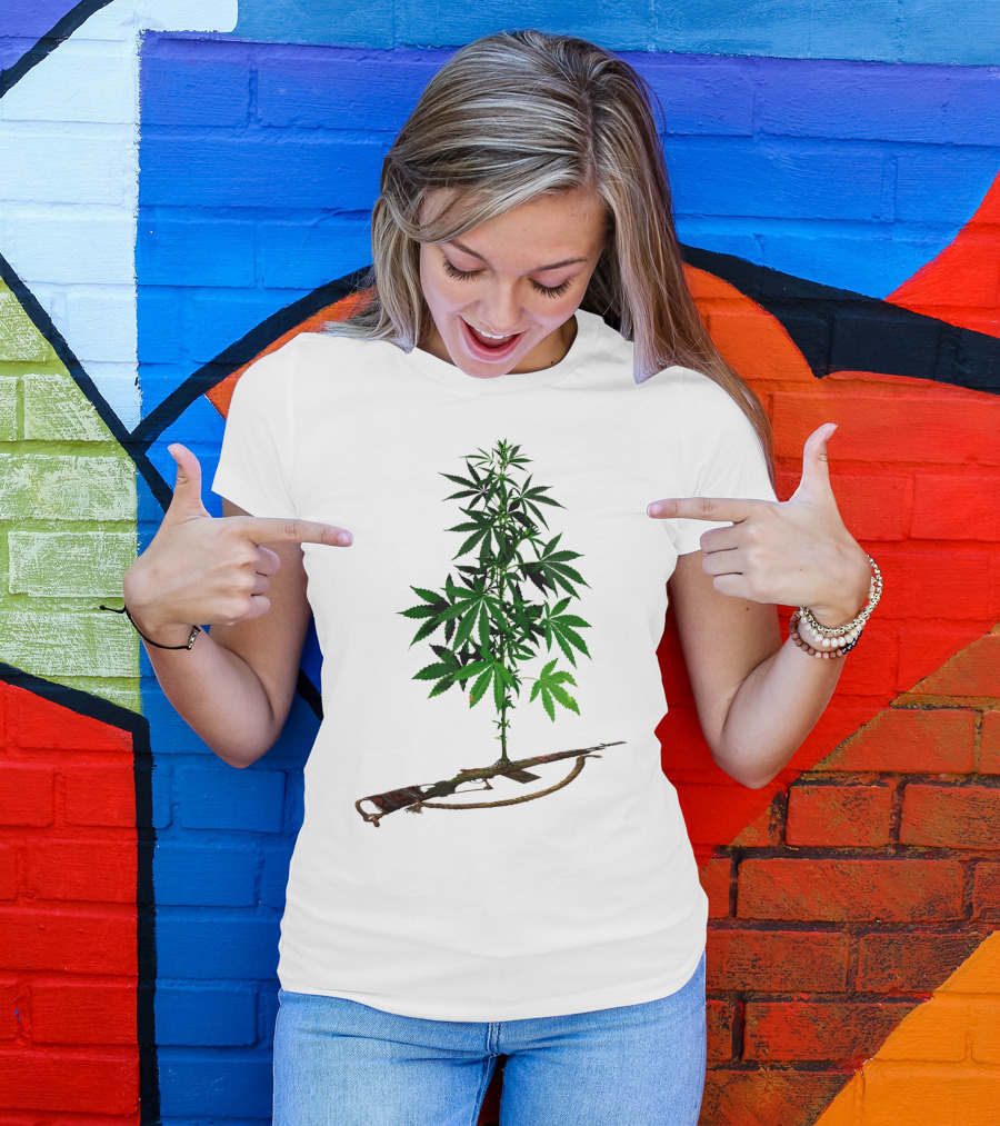 Weed Cannabis Lover AK47 Peace Gypsie Hippie Plant Fusion T-Shirt