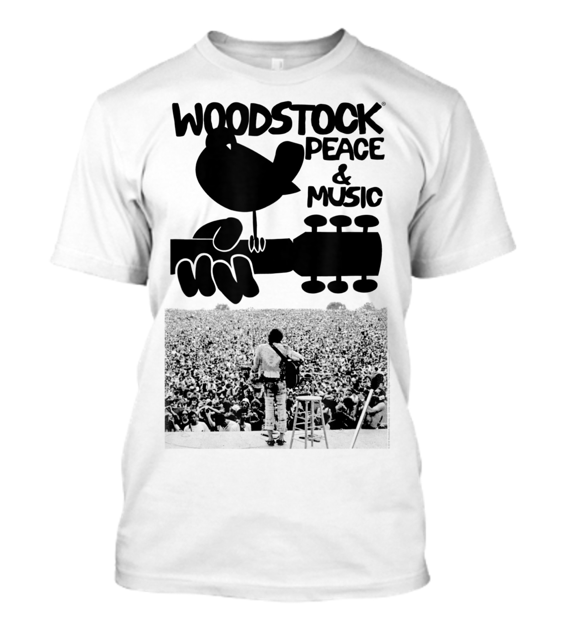 Woodstock Peace And Music Festival Iconic Symbol And Concert Crowd T-Shirt