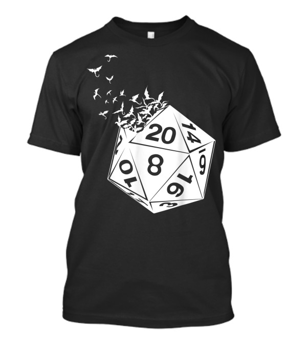 Awesome Tabletop Gaming D20 Dice With Flying Bats T-Shirt