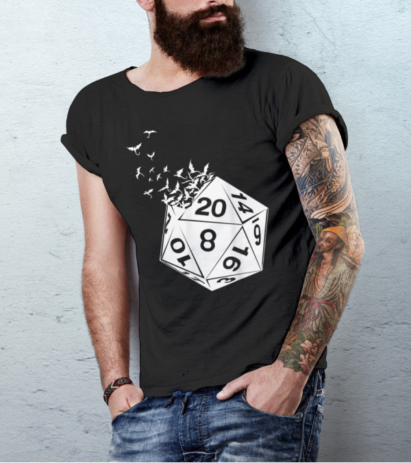 Awesome Tabletop Gaming D20 Dice With Flying Bats T-Shirt