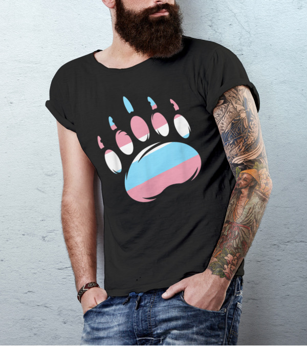 Bear Paw Transgender Mom Trans Pride Flag T-Shirt