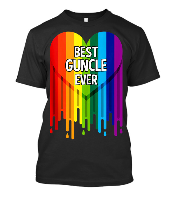 Best Guncle Ever Rainbow Heart Dripping T-Shirt