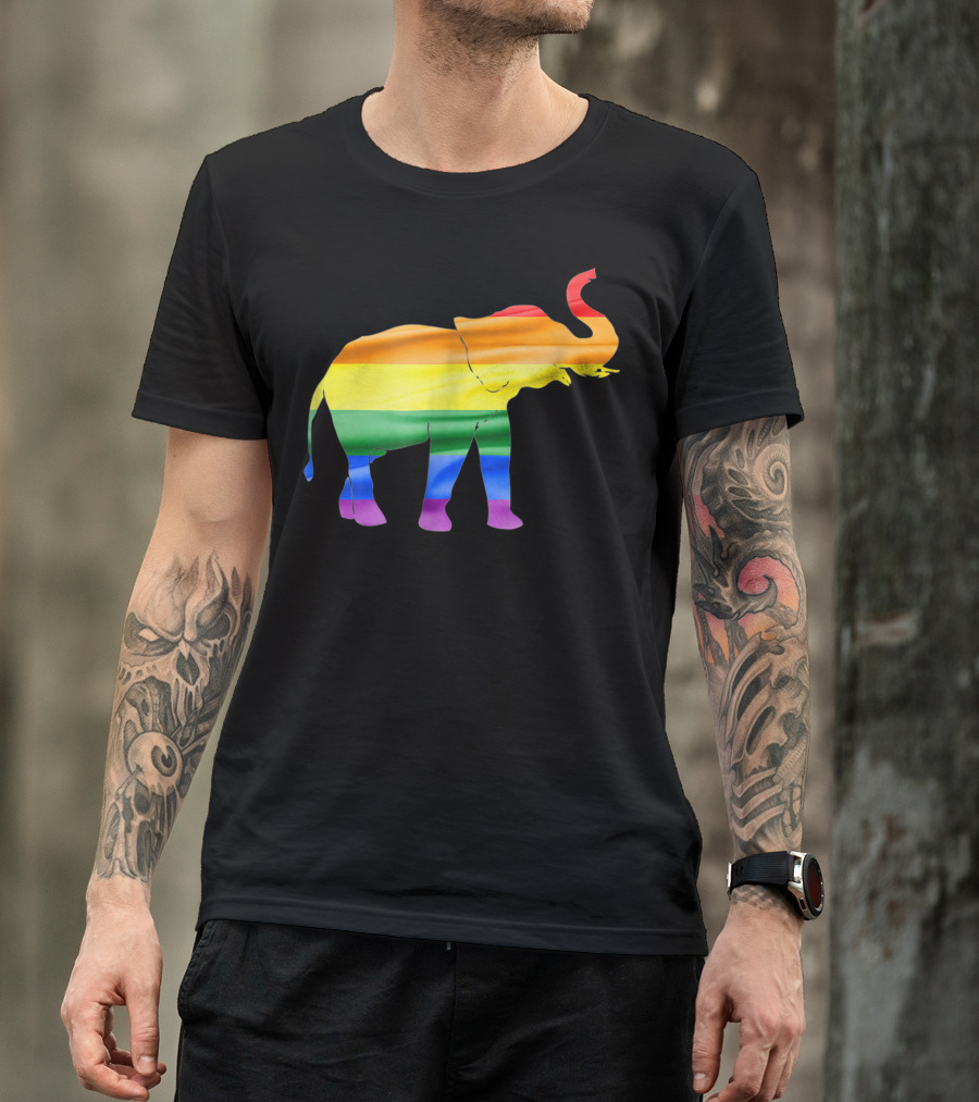 Elephant Rainbow Flag Gay Pride Colorful T-Shirt