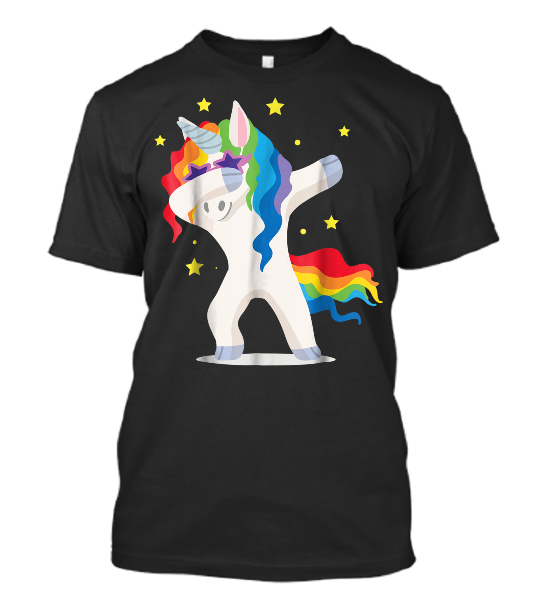 Rainbow Dabbing Unicorn Squad Girls Boys Stars T-Shirt
