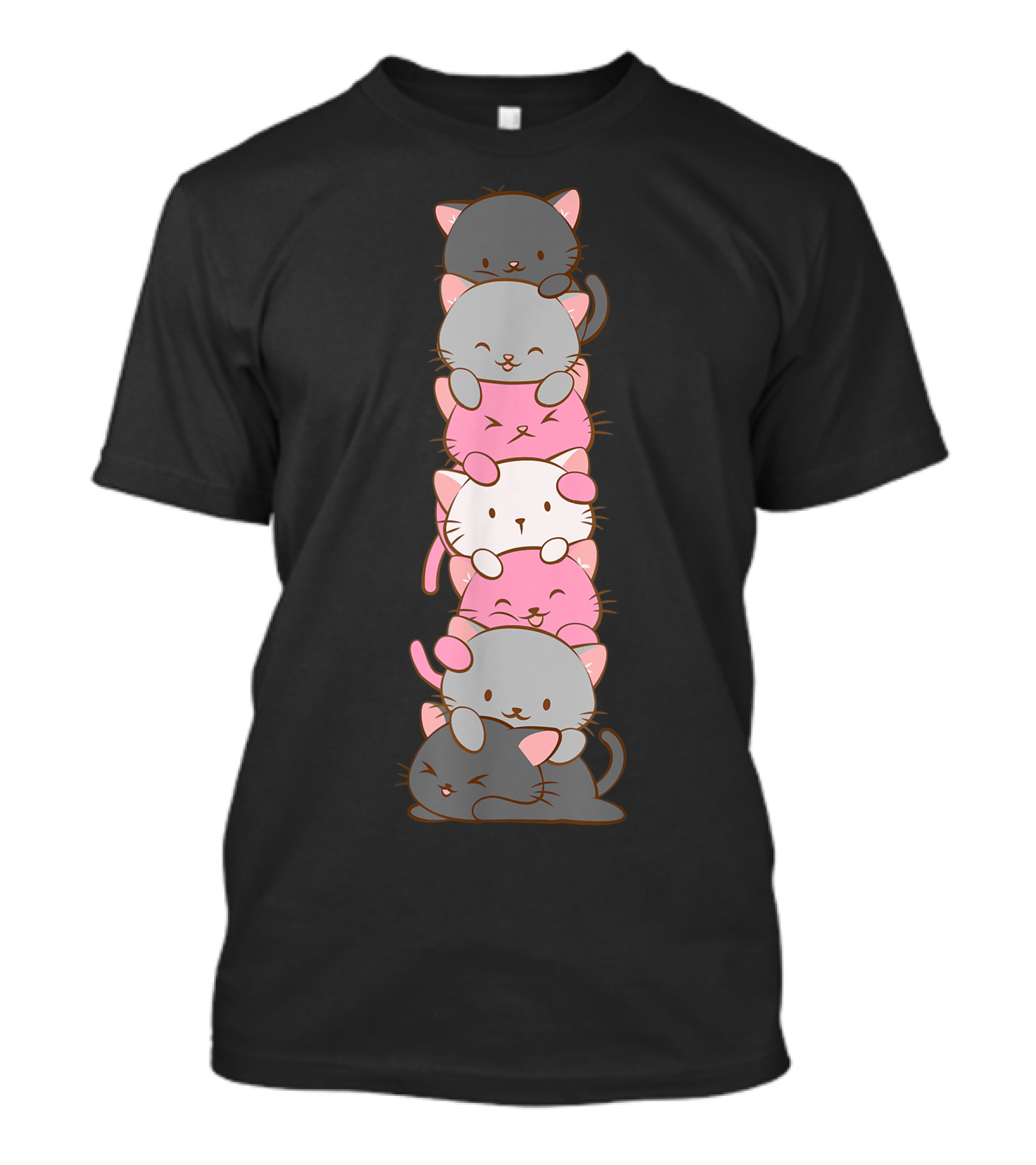 Demigirl Pride Kawaii Cat Stack Cute Pastel Colors T-Shirt