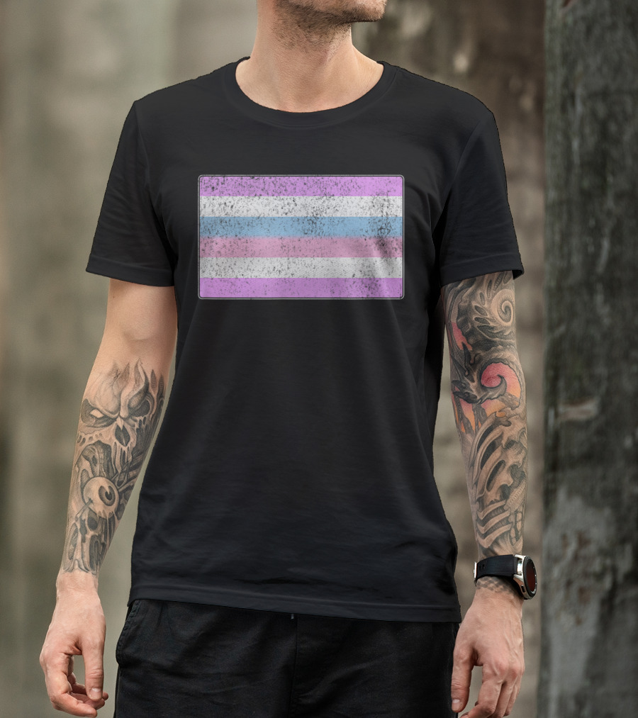 Distressed Bigender Pride Flag Iconic Symbol With Unique T-Shirt
