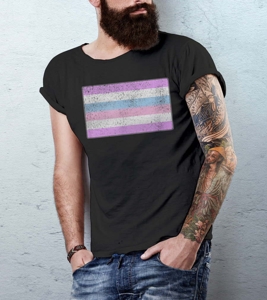 Distressed Bigender Pride Flag Iconic Symbol With Unique T-Shirt