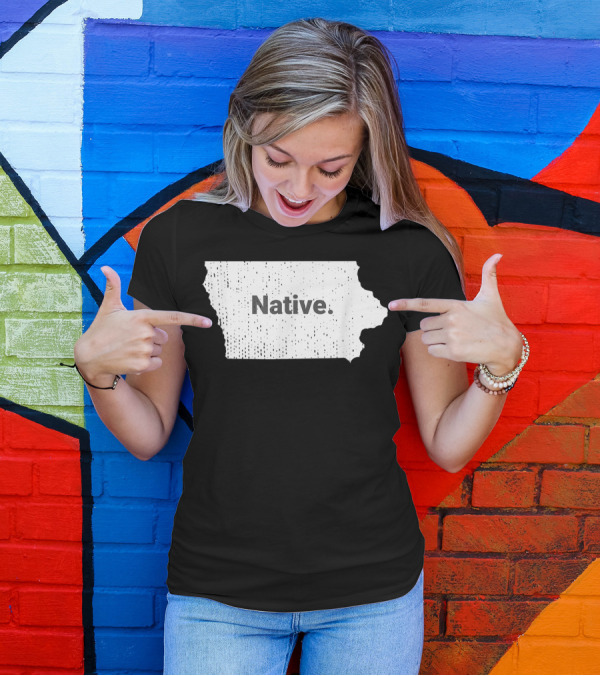 Native Distressed Iowa Map T-Shirt