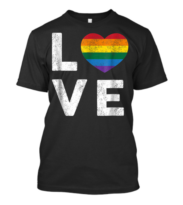 Distressed Love Heart Rainbow Gay Pride Flag T-Shirt