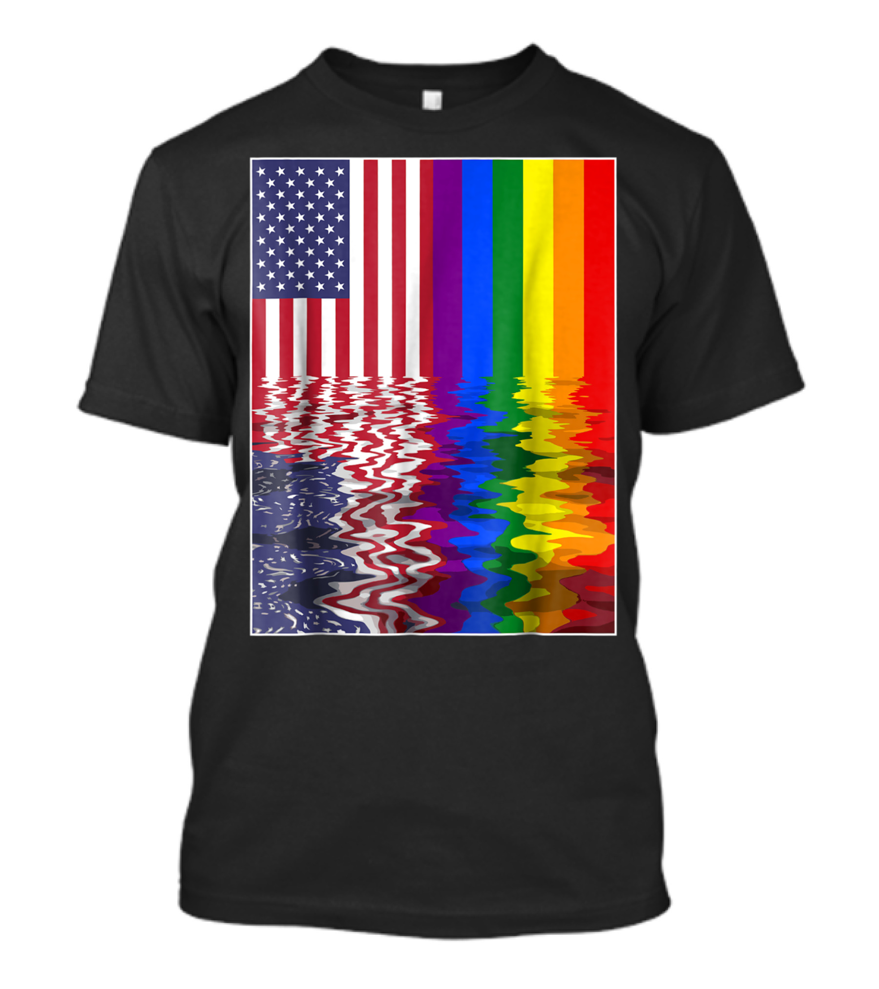 American Flag Blended With Rainbow Colors For Gay 4th Of July Independence Day T-Shirt