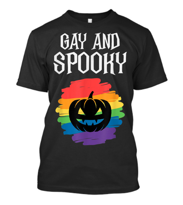 Gay And Spooky Rainbow Pumpkin Halloween T-Shirt