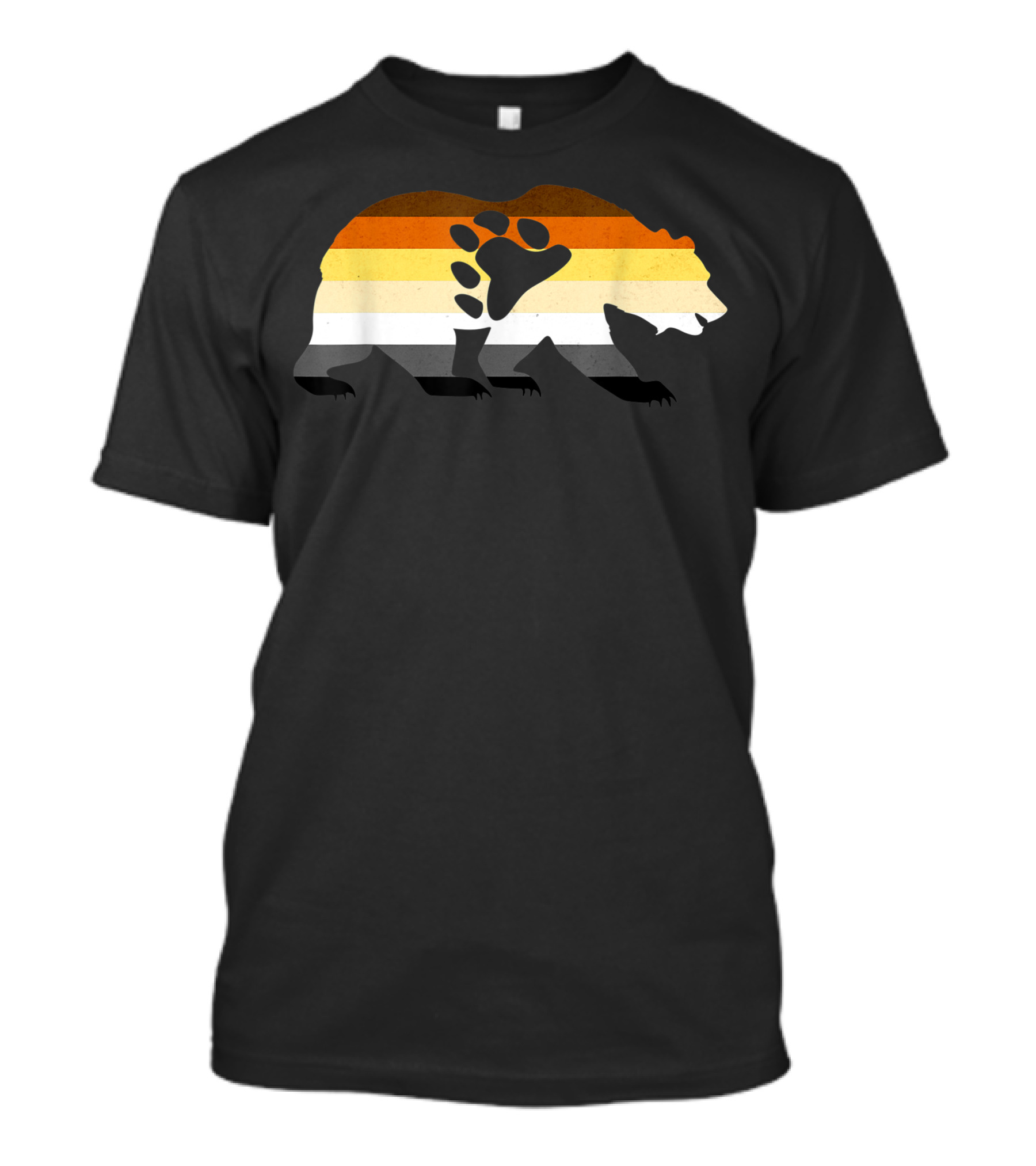 Bear Paw Silhouette With Bear Pride Flag Stripes T-Shirt
