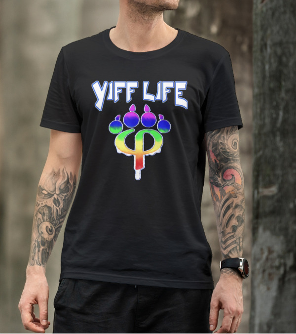 Yiff Life Rainbow Paw Symbol Gay Furry Fandom Furries Phipaw T-Shirt